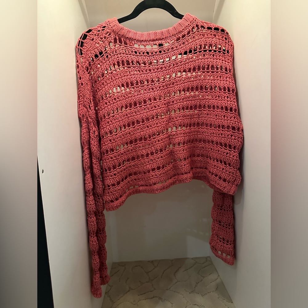 Women's Pink Crochet Sweater